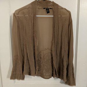 Lucky Brand Light Jacket/Sweater Decorative Stitch